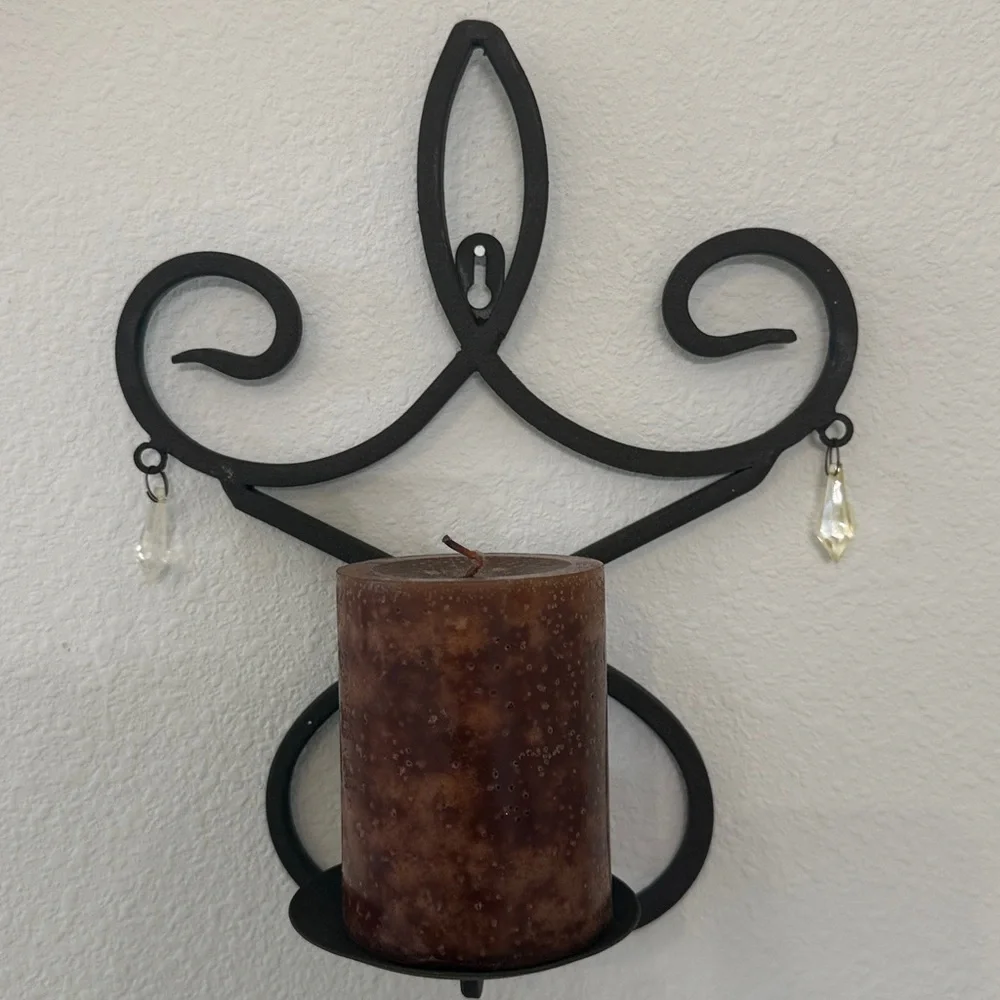 Elegant bronzeMetal Scroll Wall Sconces with Brown Candle (Pair)